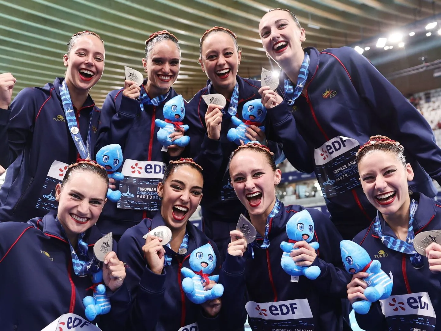 Foto: España logró la medalla de plata en la prueba de rutina libre por equipos. (EFE/Teresa Suárez)